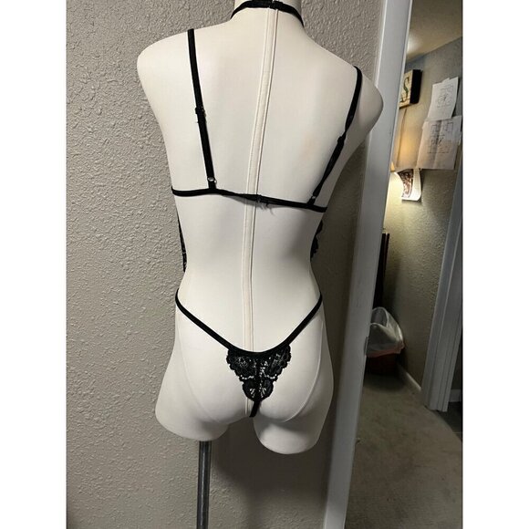 NWOT LACE TEDDY LINGERIE SIZE SMAL GSTRING CHOKER - Picture 5 of 9